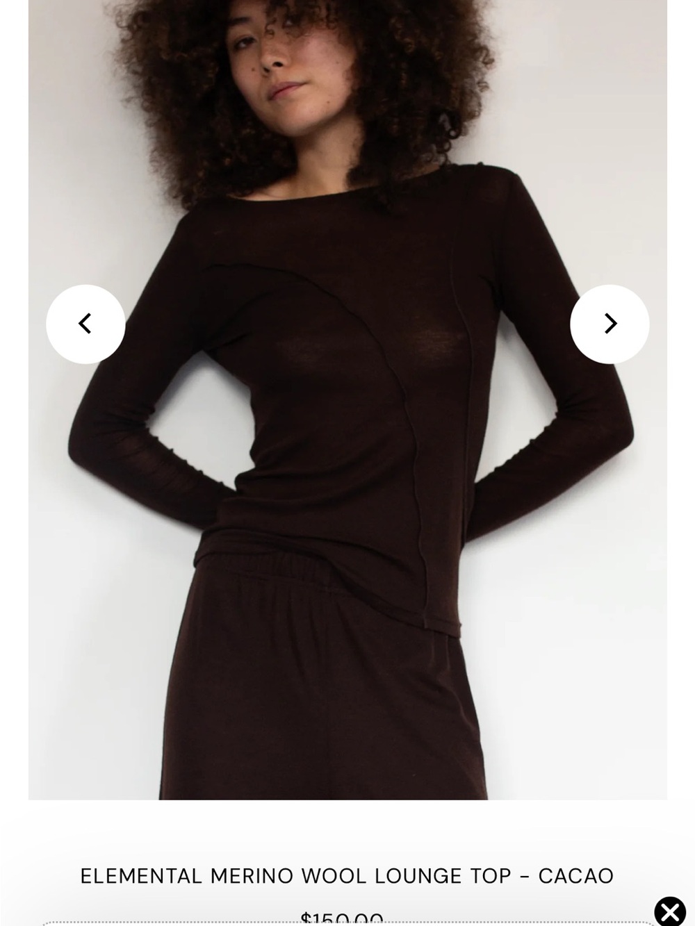 The Weft Elemental Merino Wool Lounge Top - Cacao Brown L